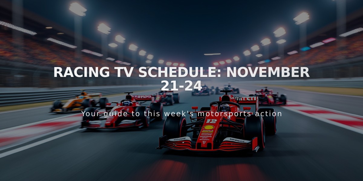 Racing TV Schedule: November 21-24