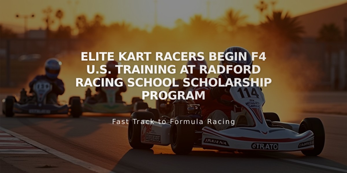 Elite Kart Racers Begin F4 U.S. Training at Radford Racing School Scholarship Program