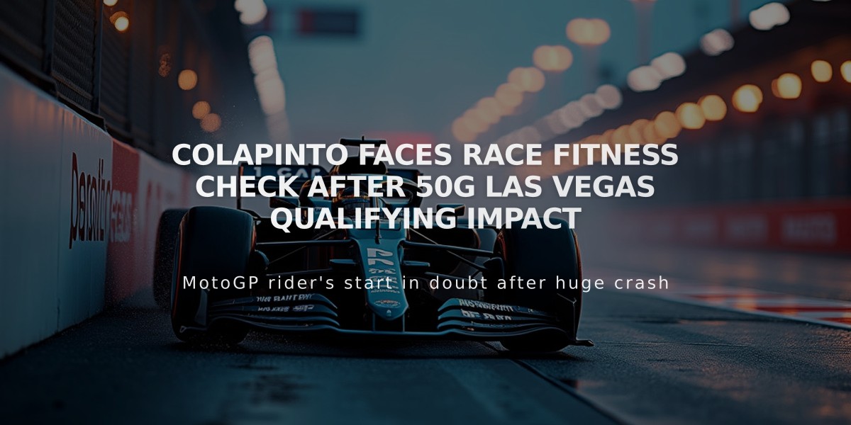 Colapinto faces race fitness check after 50G Las Vegas qualifying impact