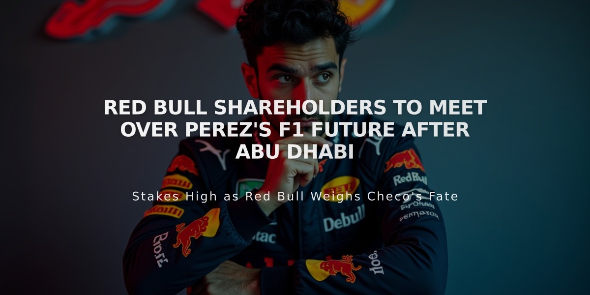 Red Bull Shareholders to Meet Over Perez's F1 Future After Abu Dhabi