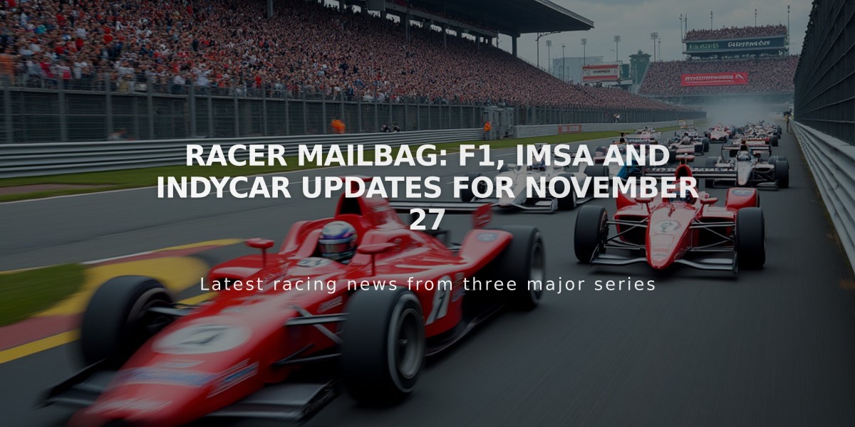 RACER Mailbag: F1, IMSA and IndyCar Updates for November 27