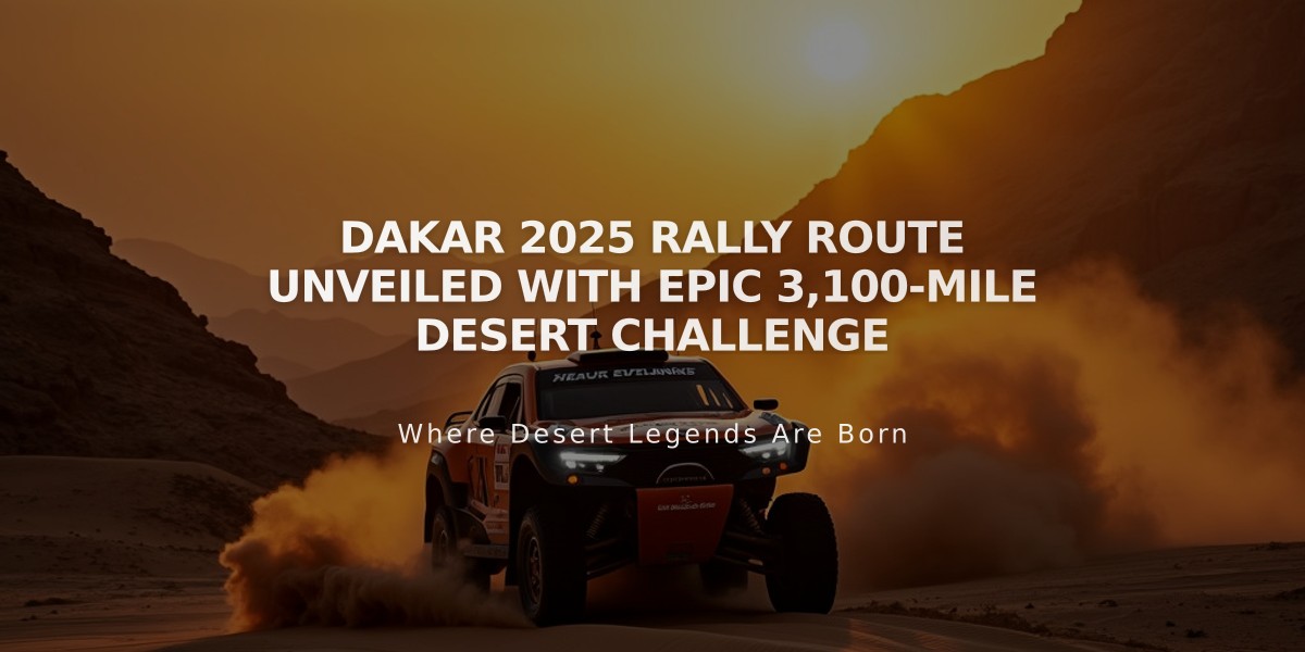 Dakar 2025 Rally Route Unveiled with Epic 3,100-Mile Desert Challenge