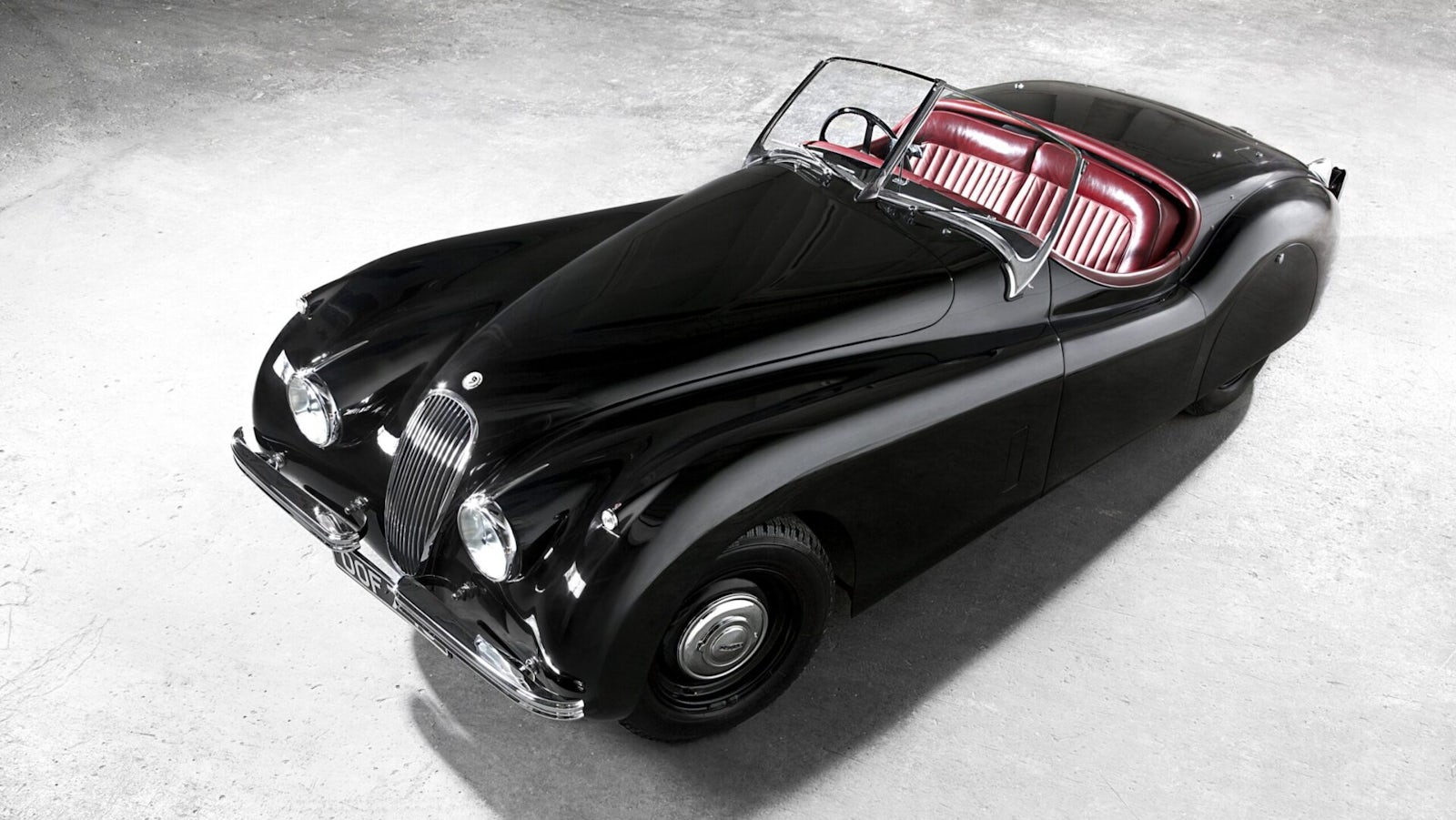 Classic Jaguar XK120 with red interior