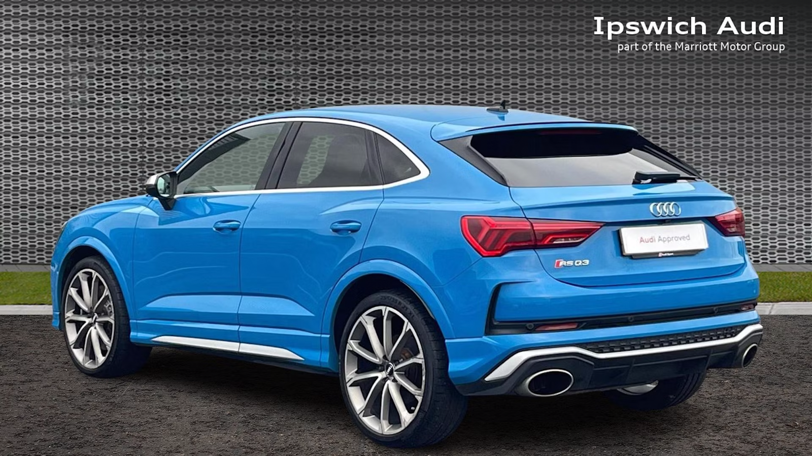 Blue Audi RS Q3 rear view