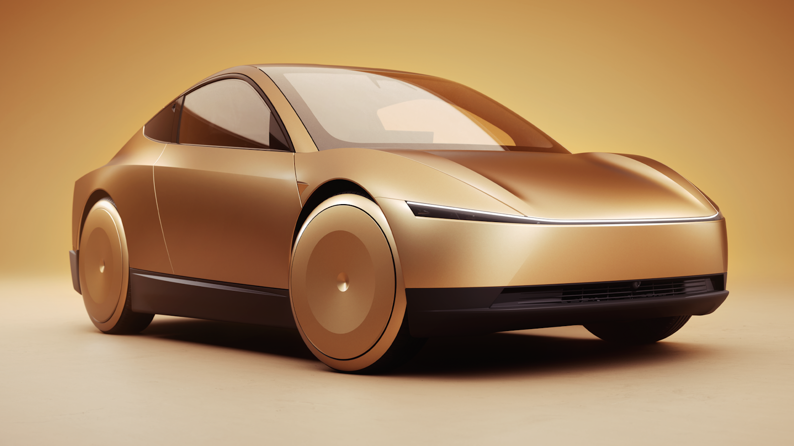 Futuristic Tesla Cybercab concept front view