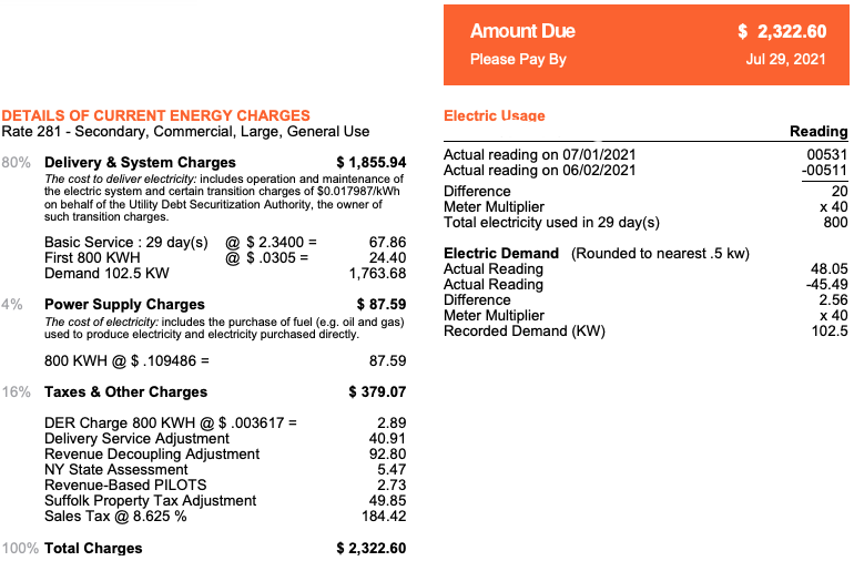 Electricity Bill Sample with Cost Details