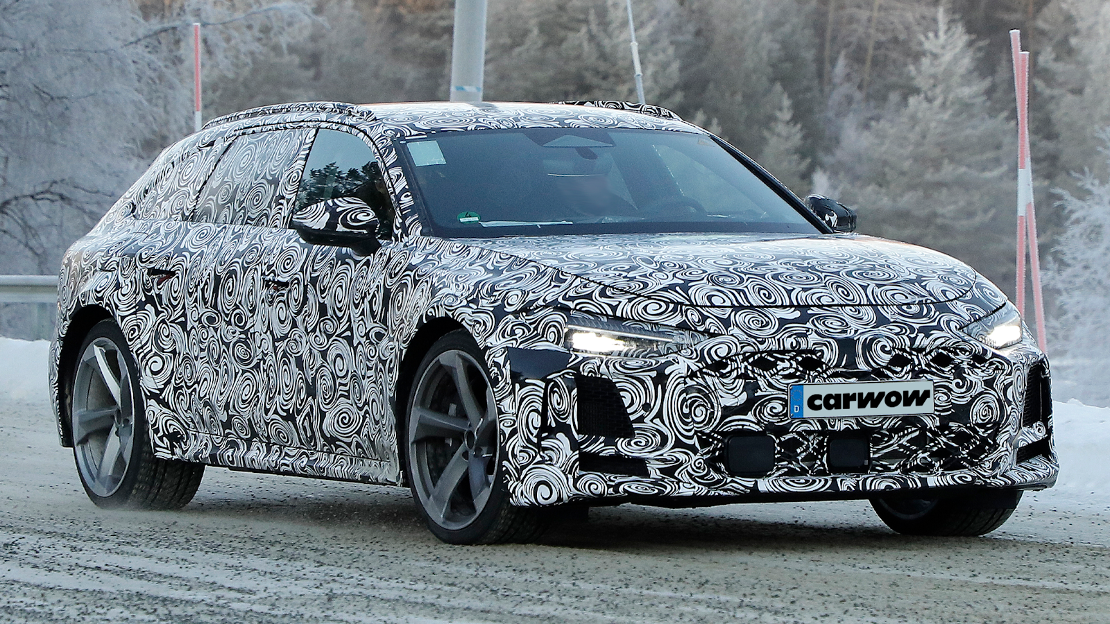 Audi RS7 on snowy road