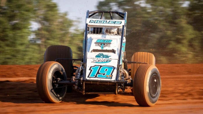 Sprint car racing on dirt