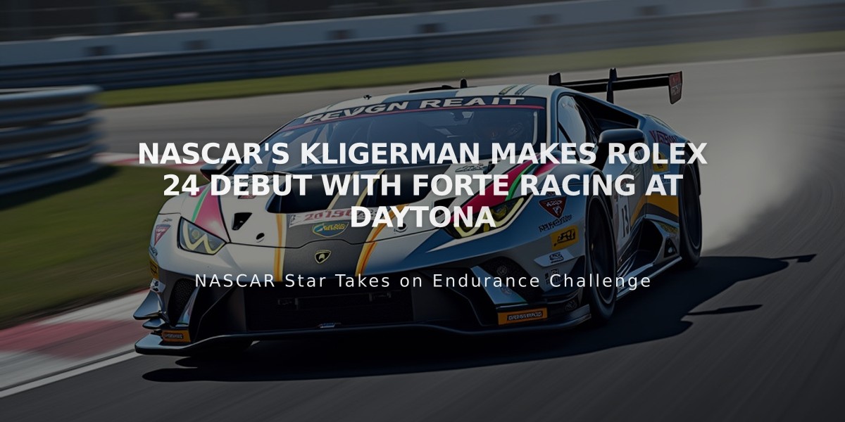 NASCAR's Kligerman Makes Rolex 24 Debut with Forte Racing at Daytona