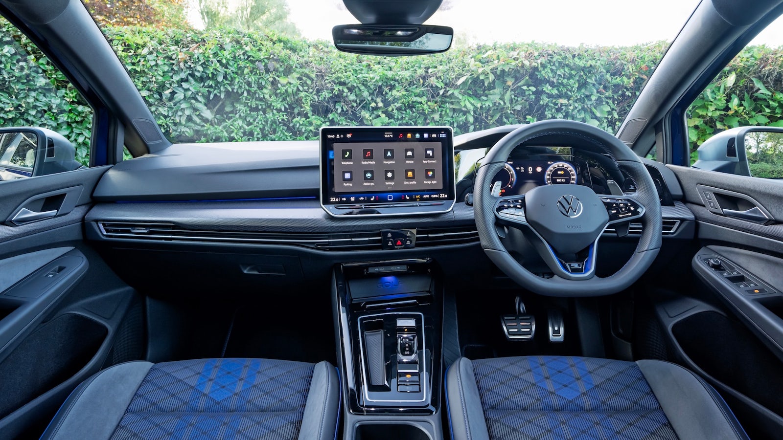 Blue VW Golf R interior view