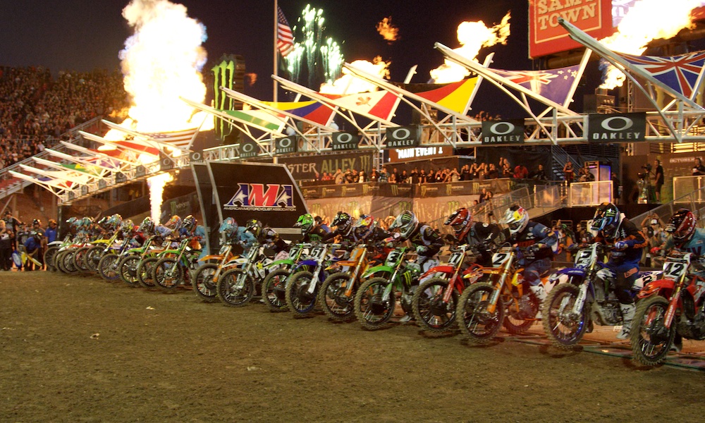 Dirt bike racers competing on track