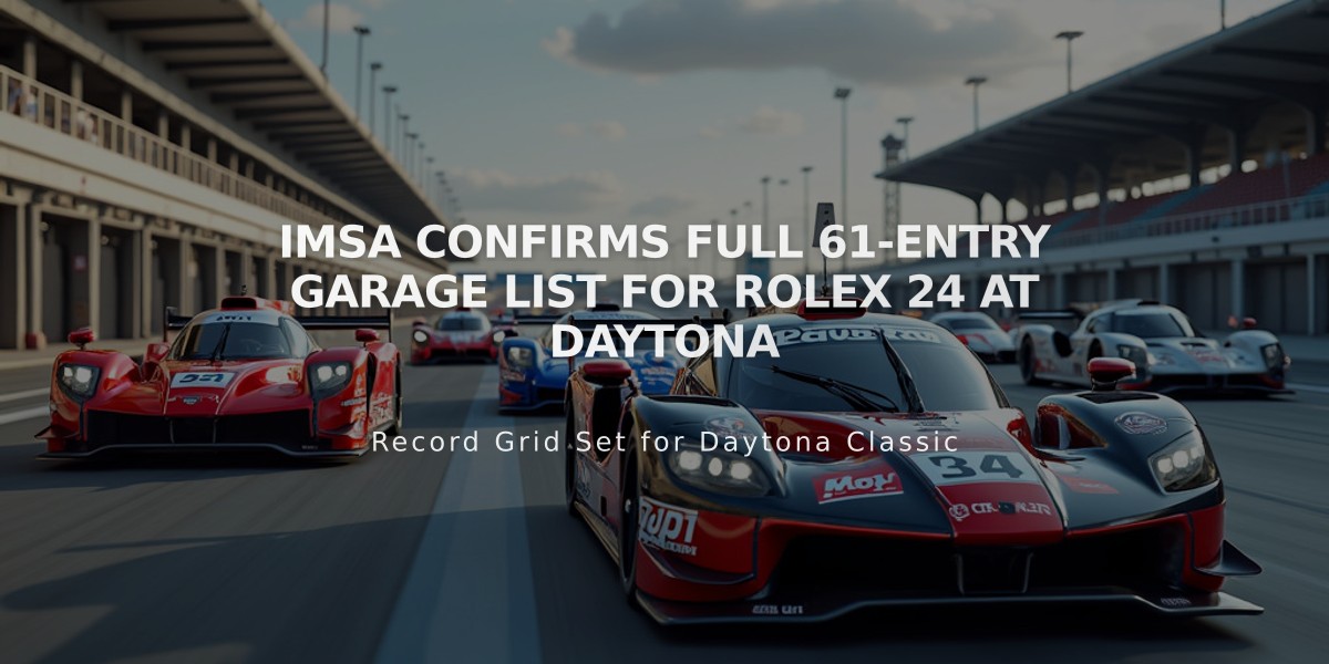 IMSA Confirms Full 61-Entry Garage List for Rolex 24 at Daytona