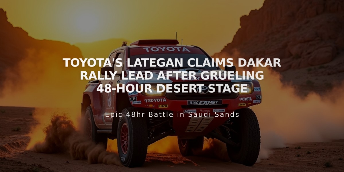 Toyota's Lategan Claims Dakar Rally Lead After Grueling 48-Hour Desert Stage