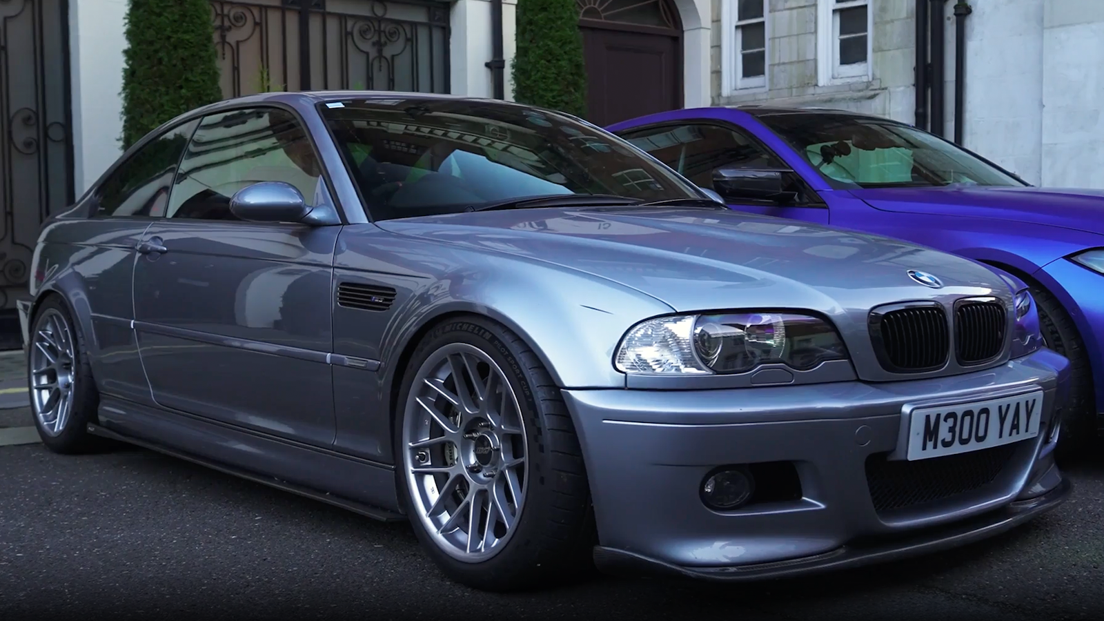 Silver BMW M3 E46 parked outside