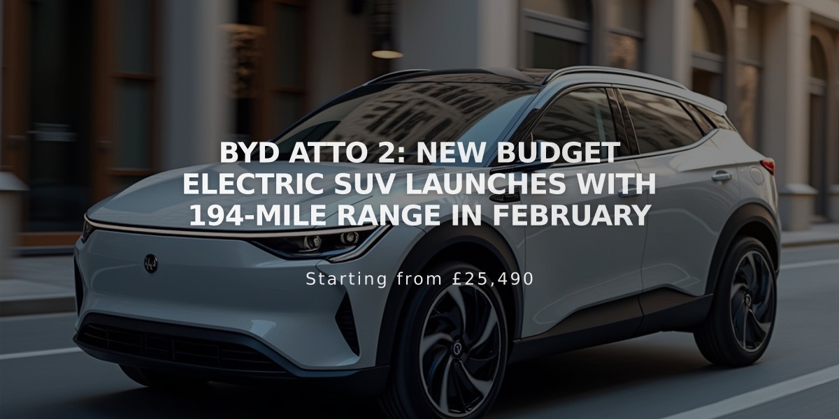 BYD Atto 2: New Budget Electric SUV Launches with 194-Mile Range in February