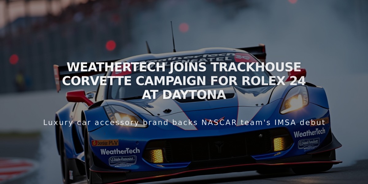 WeatherTech Joins Trackhouse Corvette Campaign for Rolex 24 at Daytona