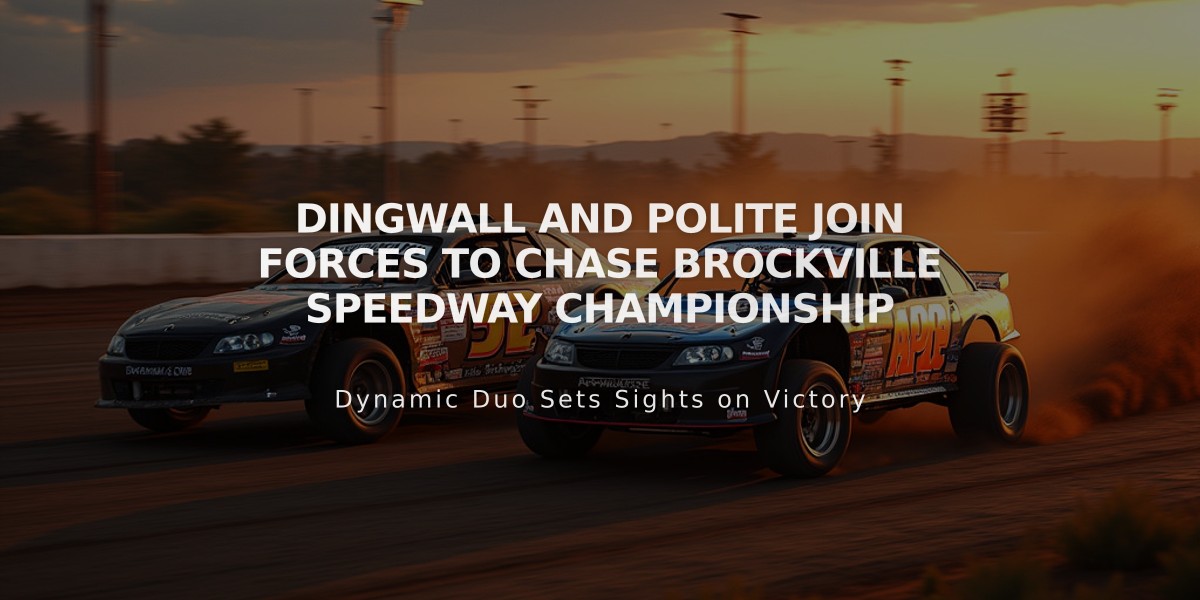 Dingwall and Polite Join Forces to Chase Brockville Speedway Championship