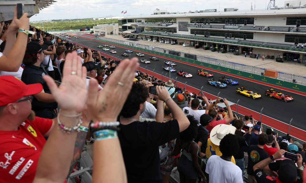 Spectators watch Formula 1 race start