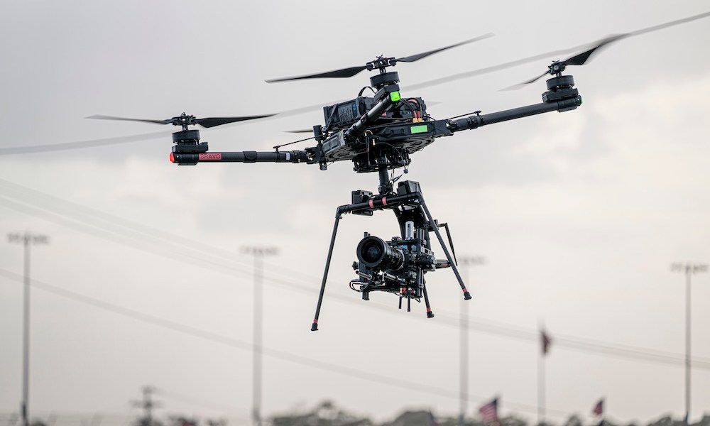 Racing drone with mounted cameras