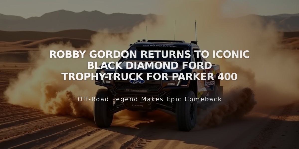 Robby Gordon returns to iconic Black Diamond Ford Trophy-Truck for Parker 400