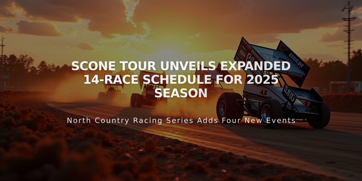 SCoNE Tour Unveils Expanded 14-Race Schedule for 2025 Season