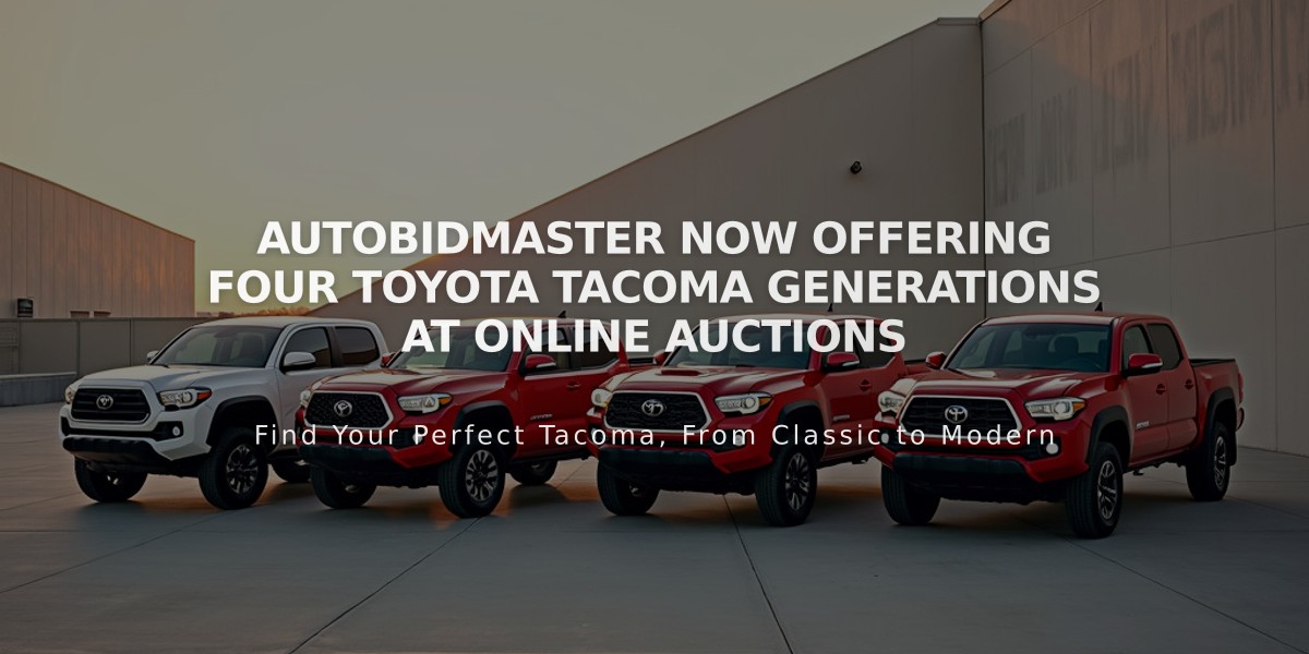 AutoBidMaster Now Offering Four Toyota Tacoma Generations at Online Auctions