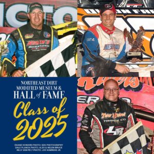 Collage of three dirt track drivers