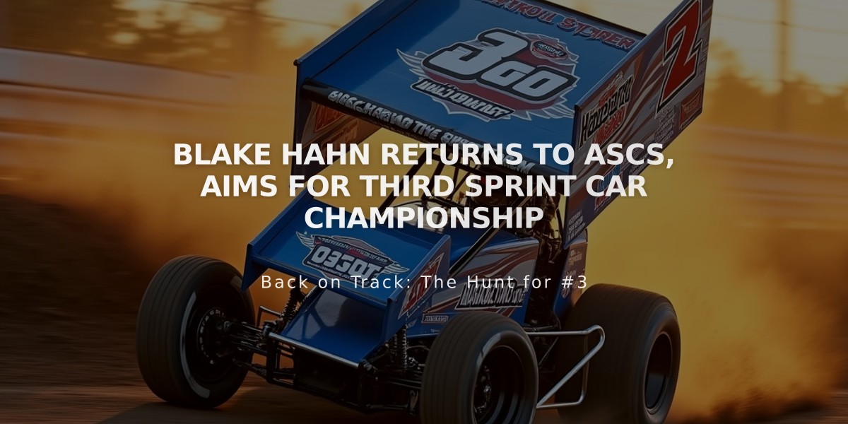 Blake Hahn Returns to ASCS, Aims for Third Sprint Car Championship