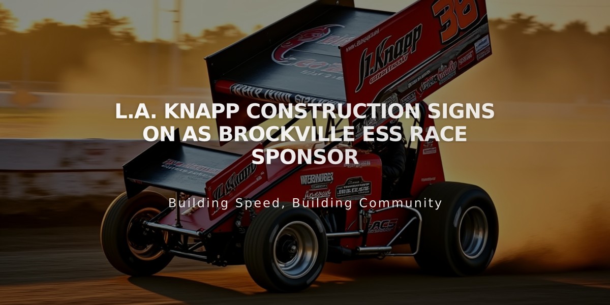 L.A. Knapp Construction Signs On as Brockville ESS Race Sponsor