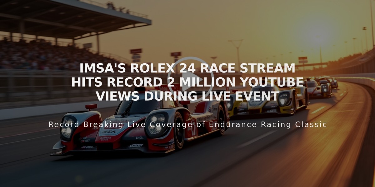 IMSA's Rolex 24 Race Stream Hits Record 2 Million YouTube Views During Live Event