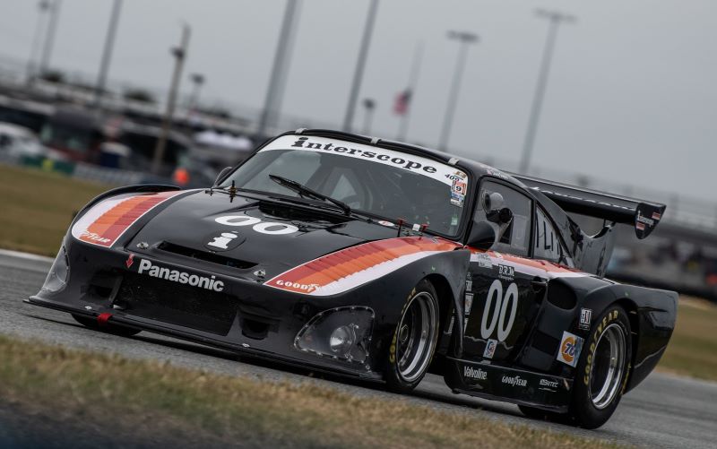 Black and red striped racecar