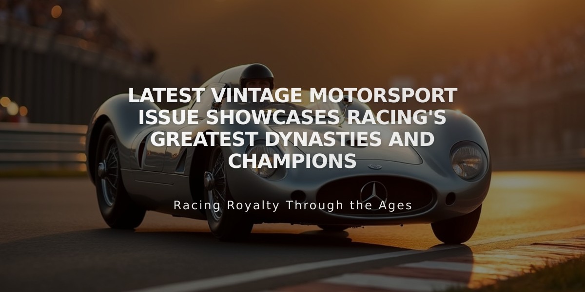 Latest Vintage Motorsport Issue Showcases Racing's Greatest Dynasties and Champions