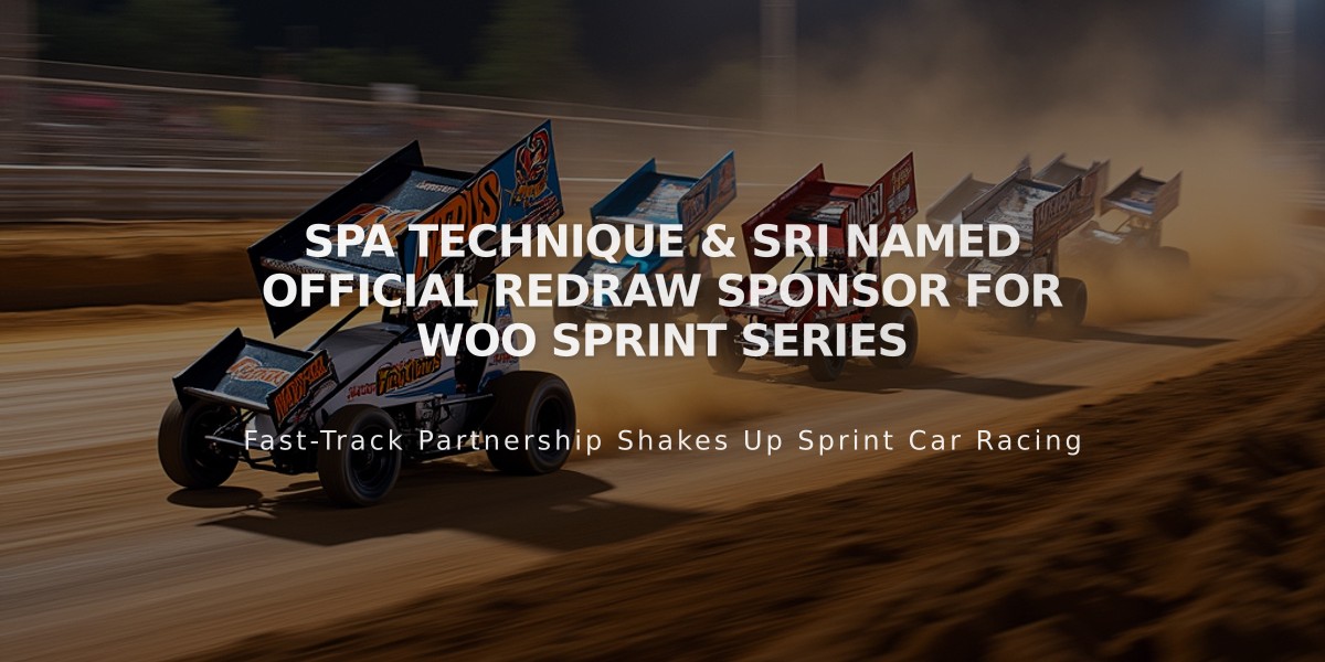 SPA Technique & SRI Named Official Redraw Sponsor for WoO Sprint Series