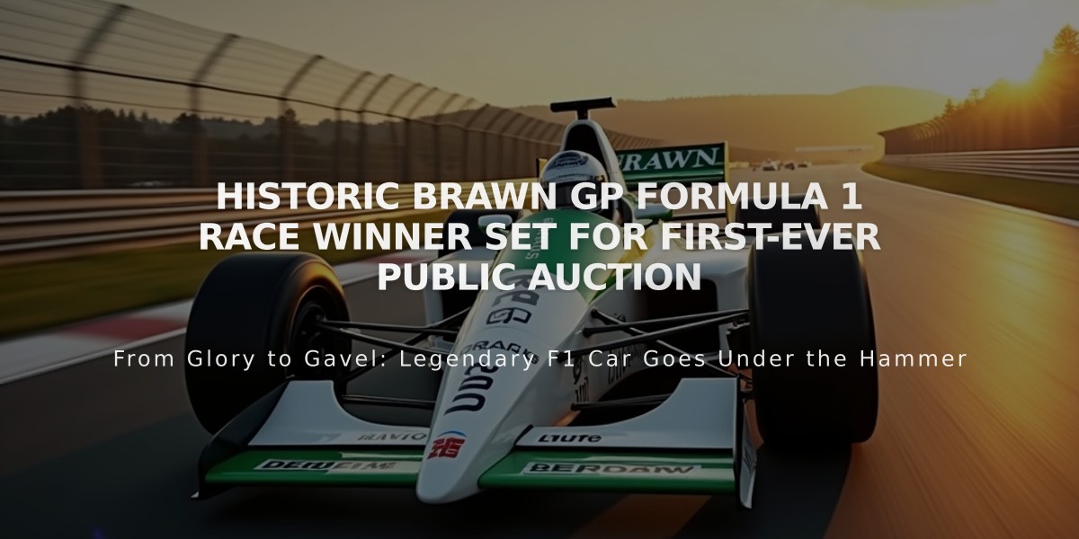 Historic Brawn GP Formula 1 Race Winner Set for First-Ever Public Auction