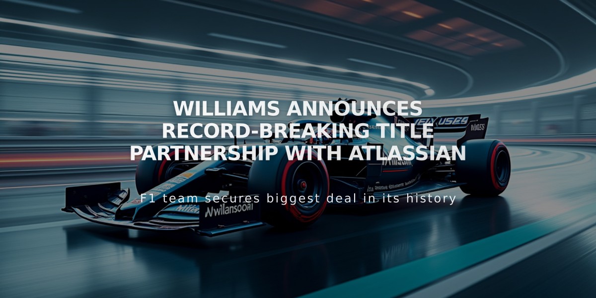 Williams Announces Record-Breaking Title Partnership with Atlassian