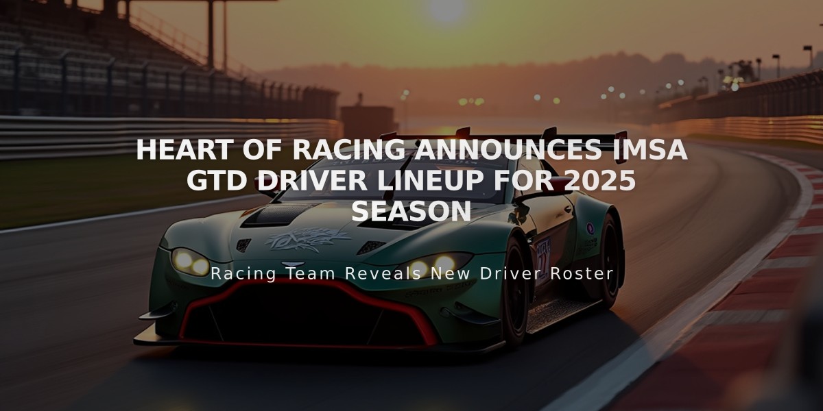 Heart of Racing Announces IMSA GTD Driver Lineup for 2025 Season