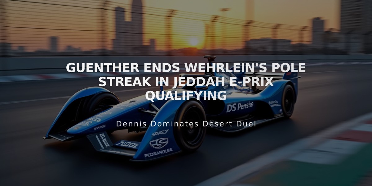 Guenther Ends Wehrlein's Pole Streak in Jeddah E-Prix Qualifying