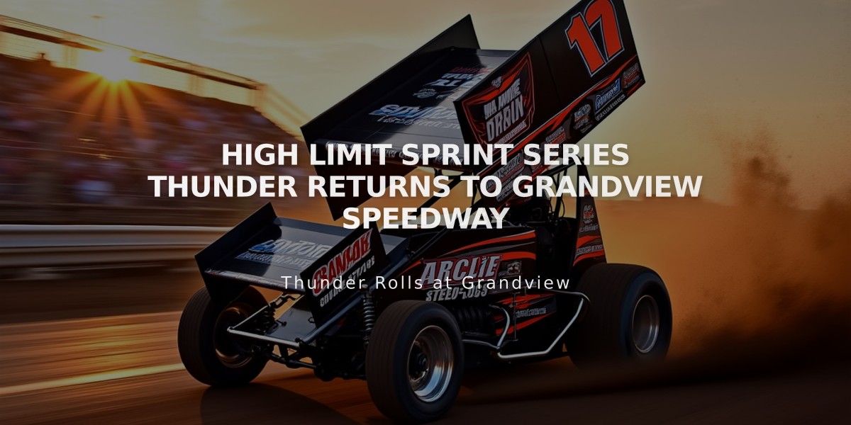 High Limit Sprint Series Thunder Returns to Grandview Speedway