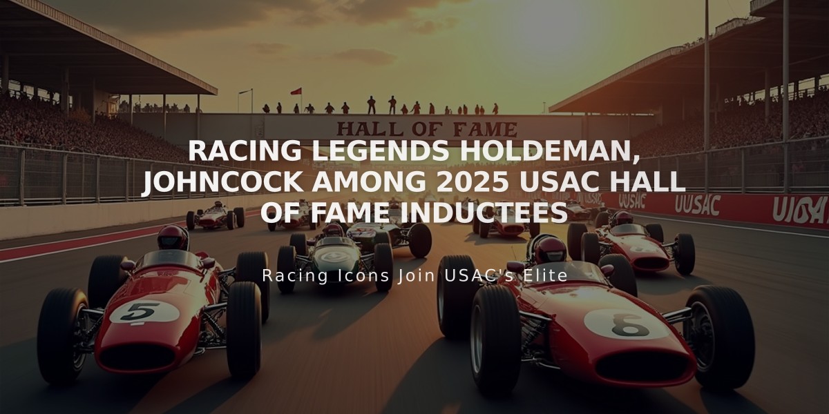 Racing Legends Holdeman, Johncock Among 2025 USAC Hall of Fame Inductees