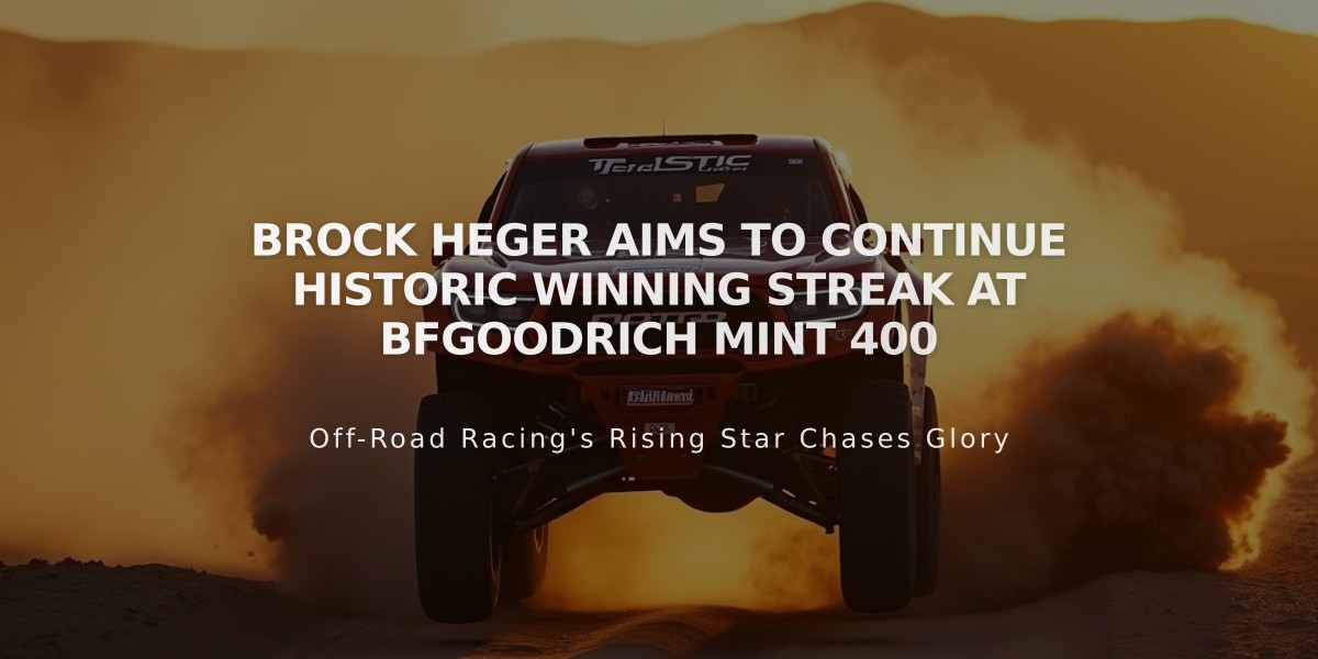 Brock Heger Aims to Continue Historic Winning Streak at BFGoodrich Mint 400