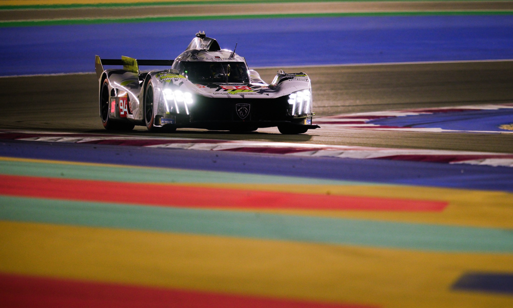 Race car competing at Qatar circuit