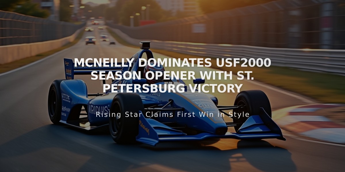 McNeilly Dominates USF2000 Season Opener with St. Petersburg Victory