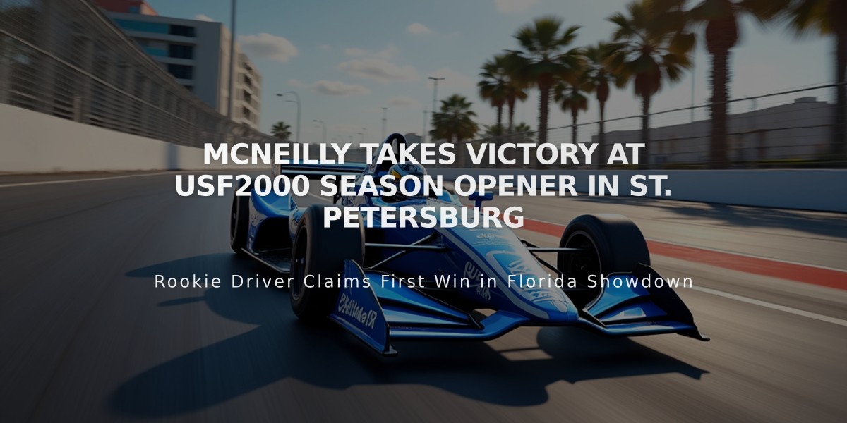 McNeilly Takes Victory at USF2000 Season Opener in St. Petersburg