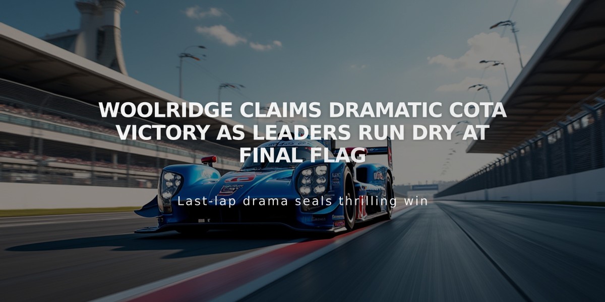 Woolridge Claims Dramatic COTA Victory as Leaders Run Dry at Final Flag