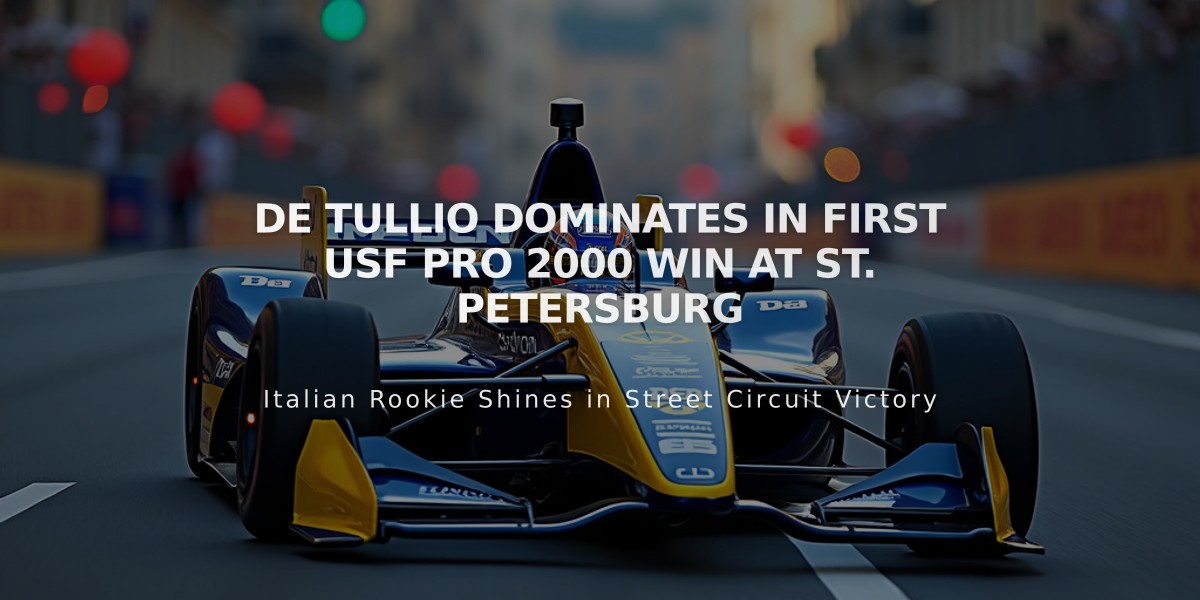 De Tullio Dominates in First USF Pro 2000 Win at St. Petersburg