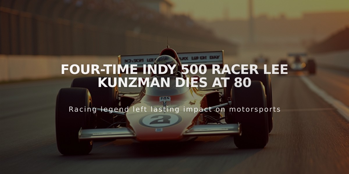 Four-time Indy 500 Racer Lee Kunzman Dies at 80