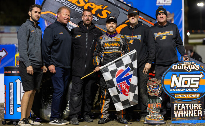 Race winner David Gravel celebrates victory