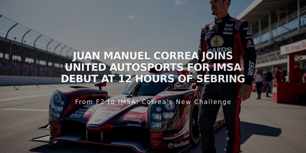 Juan Manuel Correa joins United Autosports for IMSA Debut at 12 Hours of Sebring