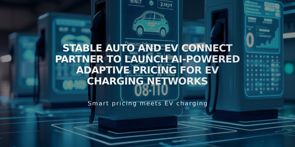 Stable Auto and EV Connect Partner to Launch AI-Powered Adaptive Pricing for EV Charging Networks