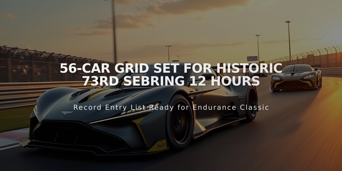 56-car Grid Set for Historic 73rd Sebring 12 Hours